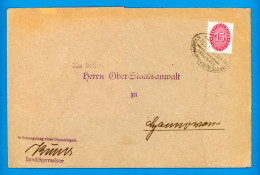 1926 Landjägermeister Haste (Bez. Minden)-Hameln - Ober-Staatsanwalt Hannover Brief Dienstpost Bahnpost - Cartas & Documentos