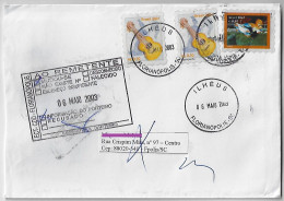 Brazil 2003 Returned To Sender Cover From Florianópolis Agency Ilhéus Definitive Stamp Sport Skate Musical Instrument - Lettres & Documents
