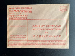 NEDERLAND PORT VRIJE ENVELOP G39 POSTCHEQUE & GIRODIENST 'S GRAVENHAGE - Cartas & Documentos