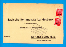 1941 Bahnpost SAAL-STRASSBURG (ELSASS) Zug 373 Badische Landesbank Briefstück - Cartas & Documentos