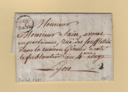 Petite Poste De Lyon - Lettre En Port Paye - 2 Juillet 1785 - Quantieme + PP Manuscrit Au Dos - 1701-1800: Precursori XVIII