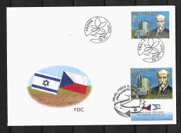 2021 Joint Czech Republic And Israel, MIXED FDC WITH BOTH STAMPS: T. G. Masaryk In Israel - Emissioni Congiunte