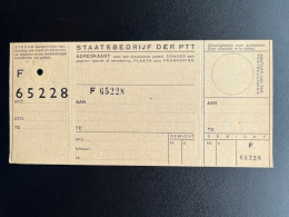 NEDERLAND PTT ADRESKAART VOOR BINNENLANDS PAKKET MODEL P38 NETHERLANDS POSTAL PARCELCARD - Other & Unclassified