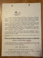 Dame Julia Le Grand Douairiere Chevalier Joseph De Sauvage *1863 Gand +1930 Chateau De Rouillon Annevoie Laeken De Lexhy - Obituary Notices