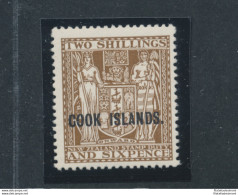1936-44 COOK ISLANDS, Stanley Gibbons N. 118 - 12s. 6d. Deep Brown - Francobollo Di New Zealand Sopratampato Cook Island - Altri & Non Classificati