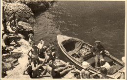 CP Carte Photo D'époque Photographie Vintage Italie Italia Bateau Groupe  - Coppie