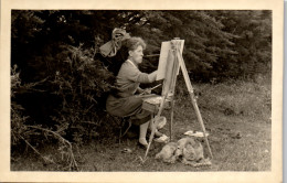Photographie Photo Vintage Snapshot Amateur Artiste Peintre Chevalet Peinture - Anonieme Personen