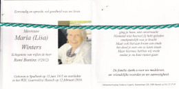 Maria (Lisa) Winters-Buntinx, Spalbeek 1915, Hasselt 2016. Honderdjarige. Foto - Obituary Notices