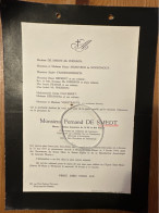 Monsieur Feenand De Smedt Maitre Armes S.M. Roi Albert *1877 Anvers +1954 Woluwe Saint Pierre Mc Pheson Deprest Gerondal - Obituary Notices