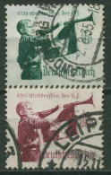 Deutsches Reich 1935 Welttreffen HJ Senkr. Gummiriffelung 584/85 X Gestempelt - Gebruikt