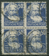 SBZ Allgemeine Ausgabe 1948 Persönlichkeiten Karl Marx 224 4er-Block Gestempelt - Autres & Non Classés