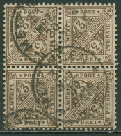 Württemberg Dienstmarken 1906 Ziffer In Schildern 228 4er-Block Gestempelt - Usados