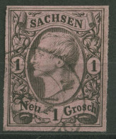 Sachsen 1855/56 König Johann I., 1 Ngr., 9 II B Gestempelt - Saxe