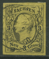 Sachsen 1855 König Johann I, 11 Auf Gelb Gestempelt, Schönes Stück - Sachsen