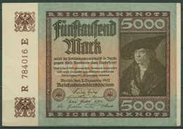 Dt. Reich 5000 Mark 1922, DEU-91d FZ E, Leicht Gebraucht (K1410) - 5.000 Mark