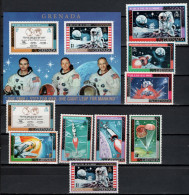 Grenada 1969 Space, Apollo 11 Moonlanding Set Of 9 + S/s MNH - Noord-Amerika