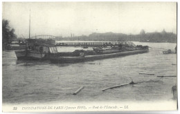 PENICHE - PARIS - Inondations De Paris (janvier 1910) - Pont De L'Estacade - Chiatte, Barconi