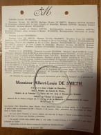 Albert-Louis De Smeth *1849 Bruxelles +1921 Vossem Avocat Cour D’Appel Coppyn Gendebien Delemer De Lichtervelde - Obituary Notices