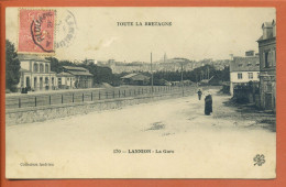 CPA 22 Côtes D'Armor - LANNION - La Gare - Animation - Cachet Convoyeur Lannion à Plouaret - Lannion