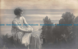 R132685 Old Postcard. Woman Near The Sea. B. Hopkins - World