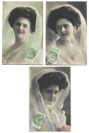 Portraits De FEMME - Lot De 3 Cartes Postales - Vrouwen