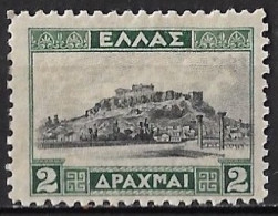 GREECE Black Print Shifted Up On 1933 Landscapes II 2 Dr Green / Black Vl. 471 MH - Ungebraucht