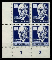 DDR 1952 Nr 339zaXI Postfrisch VIERERBLOCK ECKE-ULI Gep X71374A - Neufs