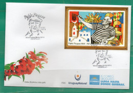 1824abURUGUAY 2024-Pablo Picasso-1881-1973TT:Pinturas,Pintores,Escultores,Banderas,Soles-Con Matasello Especial - Uruguay