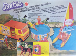 Publicité De Presse ; Jouet Poupées Barbie Mattel - Piscine - Camping-car - Catamaran - Publicités