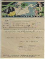 Brazil 1939 Telegram Phonogram Rio Grandense Telephone Co From Porto Alegre To Caxias Clock Bell 4-Leaf Clover Angel - Storia Postale