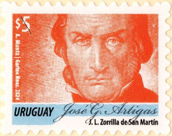 1828 URUGUAY 2024 Artigas Color Naranja VF $ 5,00  Y Magenta VF $ 10,00  Serie Permanente Estado:Mint,Unused,Nuevo-Stock - Uruguay