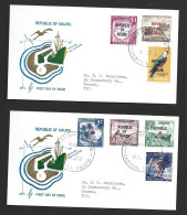 Nauru 1968 Republic Overprint Definitives Set Of 14 On 4 Separate Excelsior FDC - Nauru
