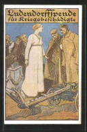 AK Ludendorffspende Für Kriegsbeschädigte, Frau Mit Pflug Und Soldaten, Kriegshilfe  - Oorlog 1914-18