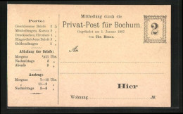 AK Bochum, Private Stadtpost Von Chr. Menne  - Briefmarken (Abbildungen)