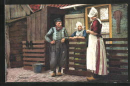 Künstler-AK Photochromie Nr. 2373: Volendam, Bauersleute Im Gespräch Am Haus  - Other & Unclassified