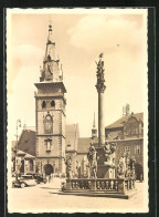 AK Komotau / Chomutov, Stadtkirche Und Dreifaltigkeitssäule  - Tschechische Republik