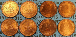 2 Pfennig Complete Set Year 1974 All Mintmarks (D,F,G,J) Jäger 381     (451 - Otros – Europa