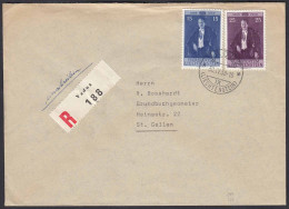 Liechtenstein 1958 R-Brief Mi. 349-50 Vaduz - St.Gallen    (22753 - Sonstige & Ohne Zuordnung