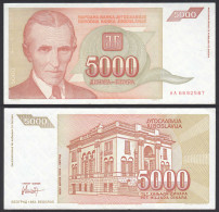 Jugoslawien - YUGOSLAVIA - 5000 Dinara 1993 XF (2) - Pick 128    (28253 - Jugoslawien