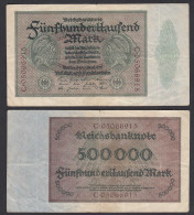 Reichsbanknote 500 Tausend Mark 1923 Ro 87b VF (3) Serie C     (28312 - Other & Unclassified