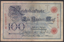 Reichsbanknote 100 Mark 1903 UDR T Serie C Ro 20 Pick 22 F (4)   (28273 - Altri & Non Classificati