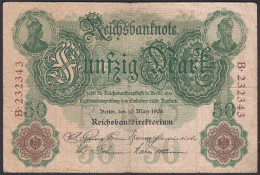 Reichsbanknote 50 Mark 1906 Ro 25a Pick 26 Y/B / F (4)       (28302 - Other & Unclassified