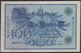 Reichsbanknote 100 Mark 1908 UDR J Serie J Ro 34 XF+ (2+)   (28336 - Autres & Non Classés