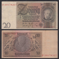 Deutschland - Germany 20 Reichsmark 1929 Ro 174a Pick 181 VF (3) Udr M - Serie F - Sonstige & Ohne Zuordnung