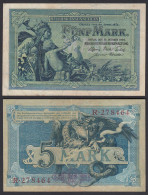 Reichsbanknote 5 Mark 1904 Ro 22a Pick 8 VF+ (3+) 6-stellig Serie R  (29275 - Andere & Zonder Classificatie