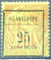 Guadalupa. 25 C. Su 20 C. 1889. Linguellato. - Other & Unclassified