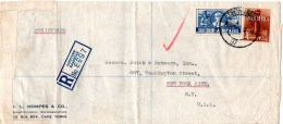 L79400 - Südafrika - 1942 - 4d Krieg MiF A R-Bf (senkr Bug) M US-Zensur CAPE TOWN -> NEW YORK, NY (USA) - Storia Postale