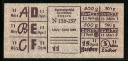 Lebensmittelmarke Zuckerkarte Der BRD, März-April 1950  - Non Classés