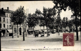 Postcard Roanne Loire,Place De L'Hotel De Ville & Rue Jean Jaurès,Shops, Posted - Roanne