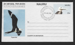 Nauru 1987 25c Frigate Bird Aerogramme Fine Folded CTO - Nauru
